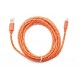NYLON USB Lightning kabel pro Apple iPhone 5, oranžový