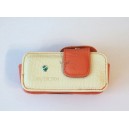 Kožené opaskové pouzdro pro Sony-Sricsson K700, bílá-oranžová